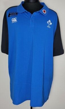 NWT Mens Canterbury IRFU Ireland Rugby pique polo blue shirt size 3XL